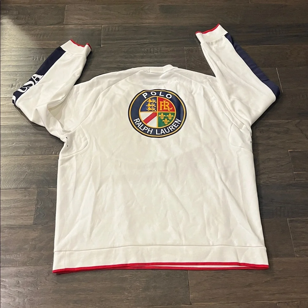 Polo Ralph Lauren Cookie Polo USA Crew Sweatshirt Shirt white Mens Size XXL